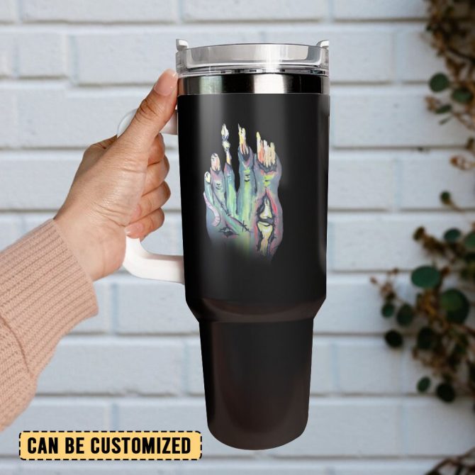 Foot Horror Halloween Custom Stanley Quencher 40Oz Stainless Steel Tumbler With Handle - Image 3