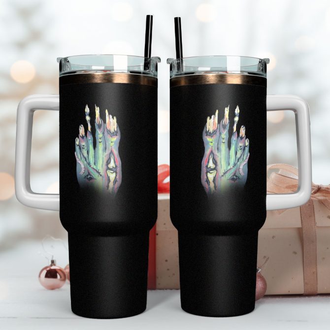 Foot Horror Halloween Custom Stanley Quencher 40Oz Stainless Steel Tumbler With Handle - Image 4