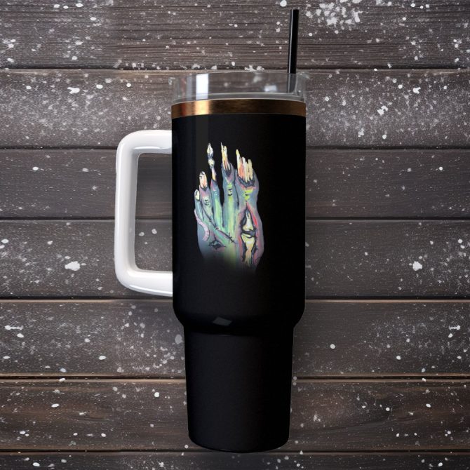 Foot Horror Halloween Custom Stanley Quencher 40Oz Stainless Steel Tumbler With Handle - Image 2