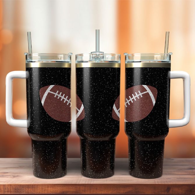 Football Sports Custom Stanley Quencher 40Oz Stainless Steel Tumbler With Handle