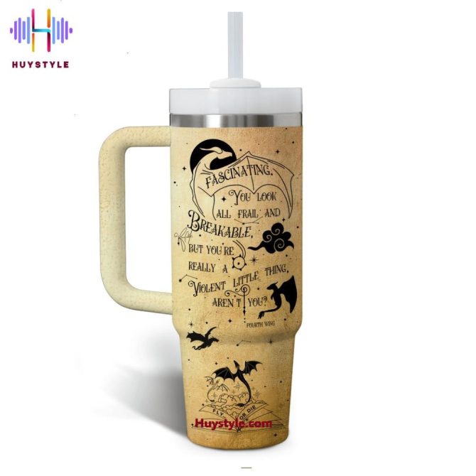 Fourth Wing Custom Stanley Quencher 40Oz Stainless Steel Tumbler With Handle - Image 3