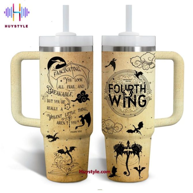 Fourth Wing Custom Stanley Quencher 40Oz Stainless Steel Tumbler With Handle - Image 2