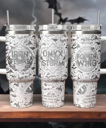 Fourth Wing Iron Flame Onyx Storm Custom Stanley Quencher 40Oz Stainless Steel Tumbler With Handle
