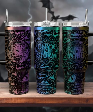 Fourth Wing Iron Flame Onyx Storm Custom Stanley Quencher 40Oz Stainless Steel Tumbler With Handle
