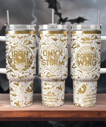 Fourth Wing Iron Flame Onyx Storm Custom Stanley Quencher 40Oz Stainless Steel Tumbler With Handle