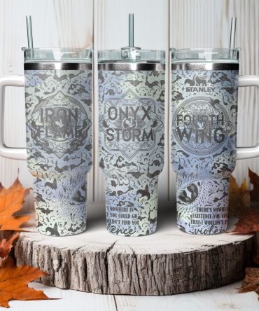 Fourth Wing Iron Flame Onyx Storm Custom Stanley Quencher 40Oz Stainless Steel Tumbler With Handle