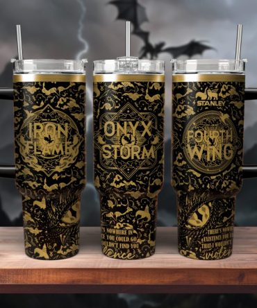 Fourth Wing Iron Flame Onyx Storm Custom Stanley Quencher 40Oz Stainless Steel Tumbler With Handle