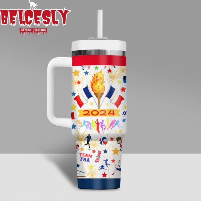 France Olympic 2024 Keep Calm And Go For Gold Custom Stanley Quencher 40Oz Stainless Steel Tumbler With Handle - Image 2