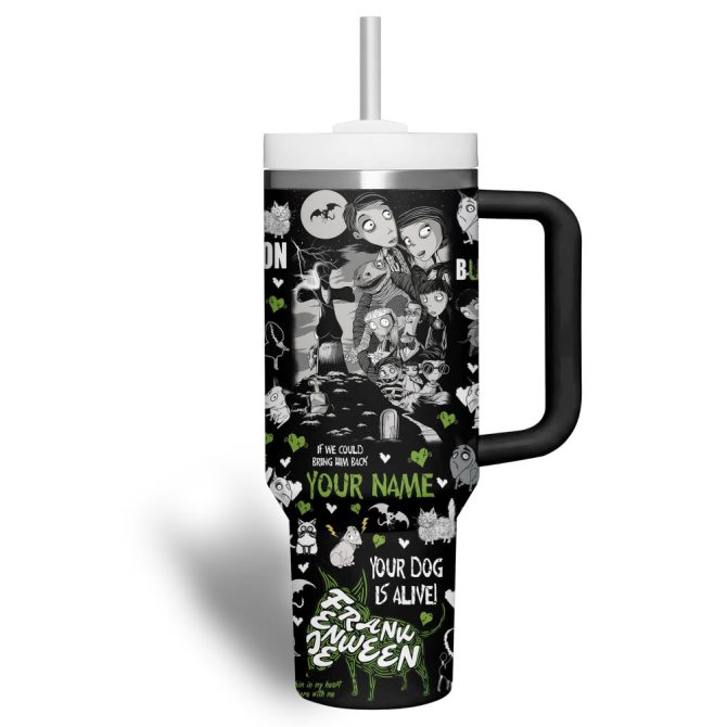 Frankenweenie Movies Custom Stanley Quencher 40Oz Stainless Steel Tumbler With Handle - Image 3
