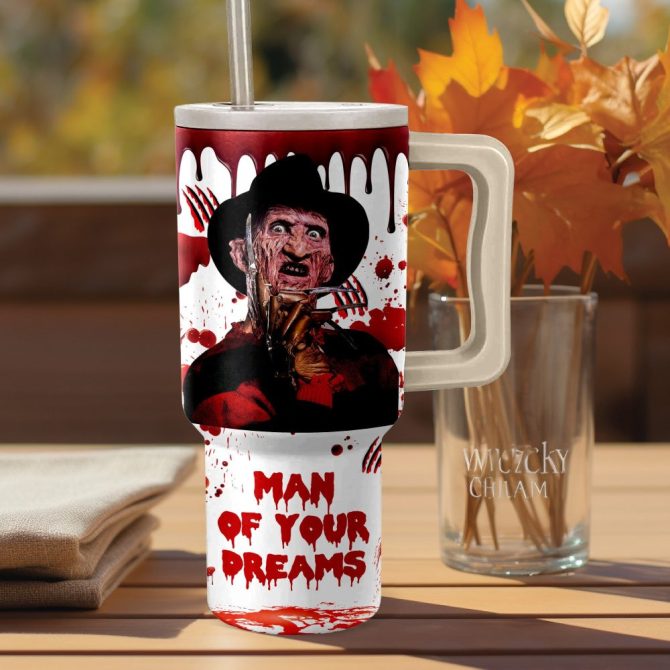 Freddy Krueger Movies Custom Stanley Quencher 40Oz Stainless Steel