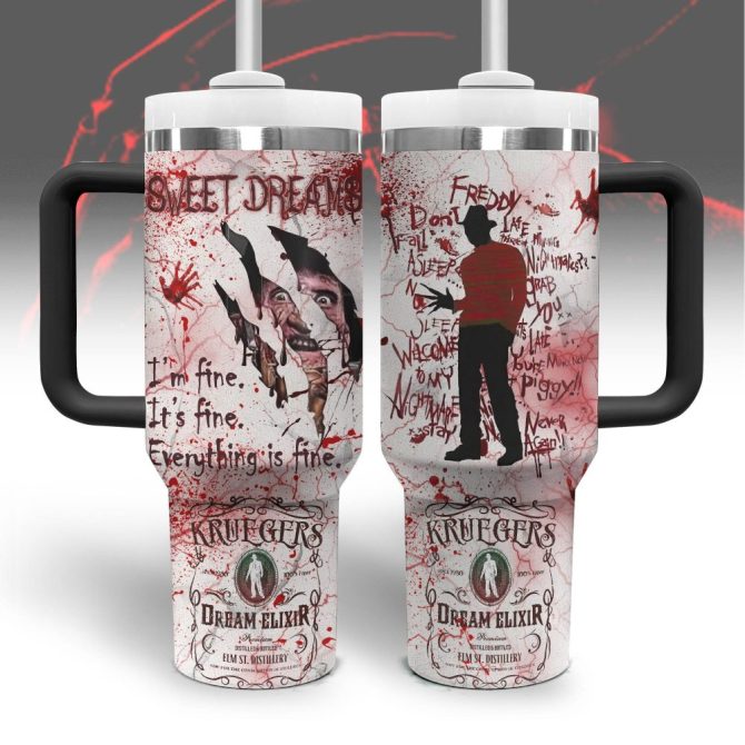 Freddy Krueger Movies Custom Stanley Quencher 40Oz Stainless Steel Tumbler With Handle