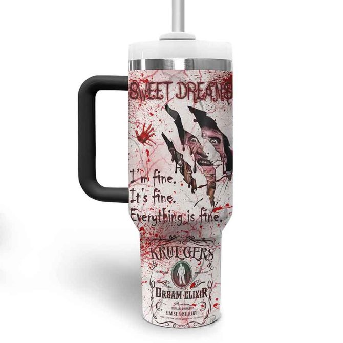 Freddy Krueger Movies Custom Stanley Quencher 40Oz Stainless Steel Tumbler With Handle - Image 4