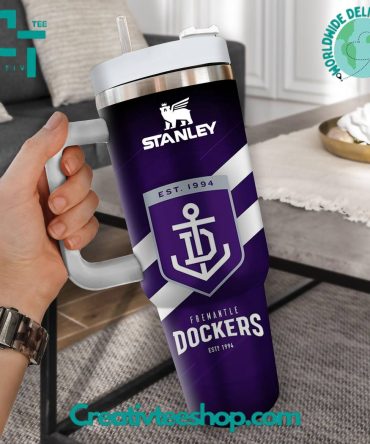 Fremantle Dockers Afl Custom Stanley Quencher 40Oz Stainless Steel Tumbler With Handle