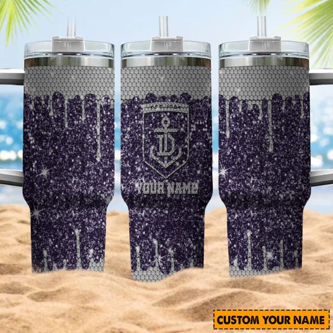 Fremantle Dockers Afl Sports Glitter Custom Stanley Quencher 40Oz Stainless Steel Tumbler With Handle - Image 4