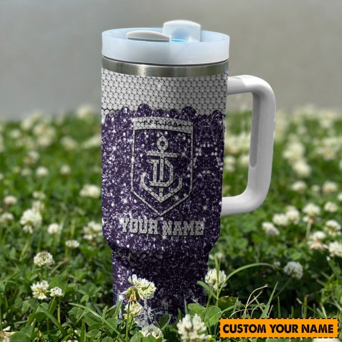 Fremantle Dockers Afl Sports Glitter Custom Stanley Quencher 40Oz Stainless Steel Tumbler With Handle - Image 2