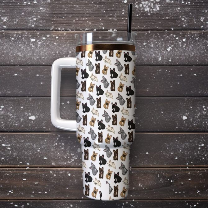 French Bulldog Custom Stanley Quencher 40Oz Stainless Steel Tumbler With Handle - Image 2