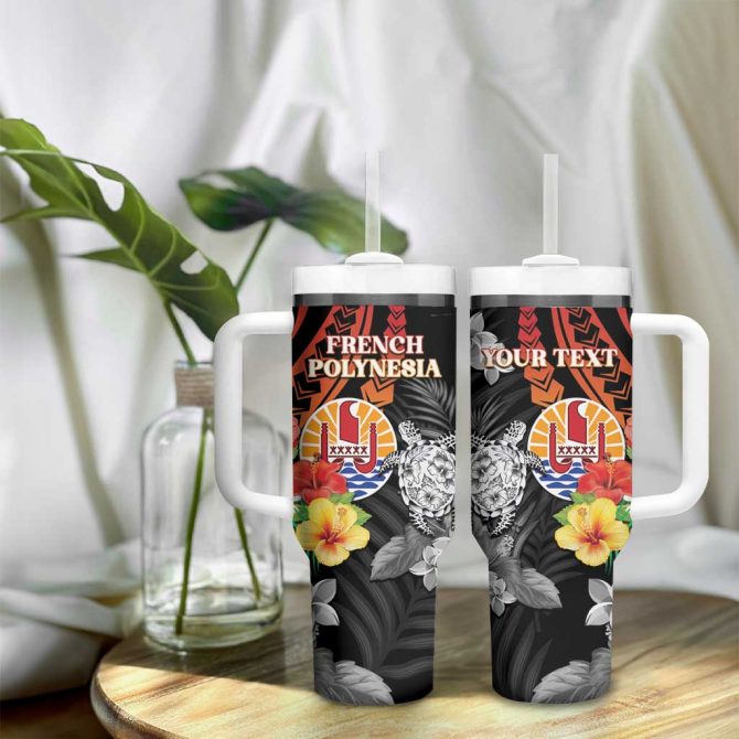French Polynesia Bastille Day Tropical Turtle Hibiscus Polynesian Custom Stanley Quencher 40Oz Stainless Steel Tumbler With Handle - Image 9