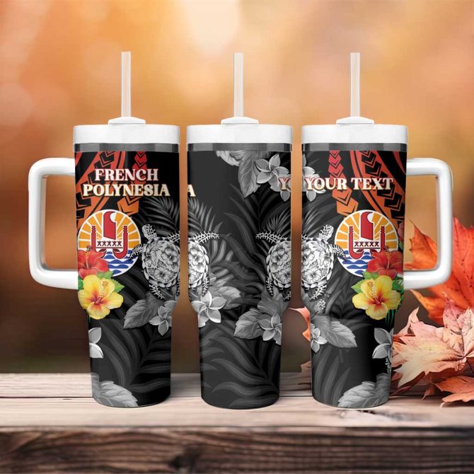 French Polynesia Bastille Day Tropical Turtle Hibiscus Polynesian Custom Stanley Quencher 40Oz Stainless Steel Tumbler With Handle - Image 4