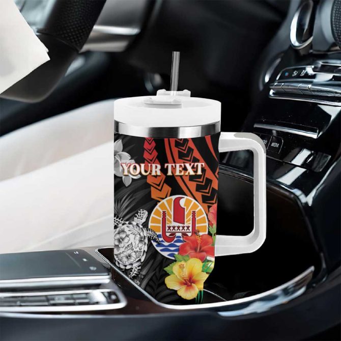 French Polynesia Bastille Day Tropical Turtle Hibiscus Polynesian Custom Stanley Quencher 40Oz Stainless Steel Tumbler With Handle - Image 8