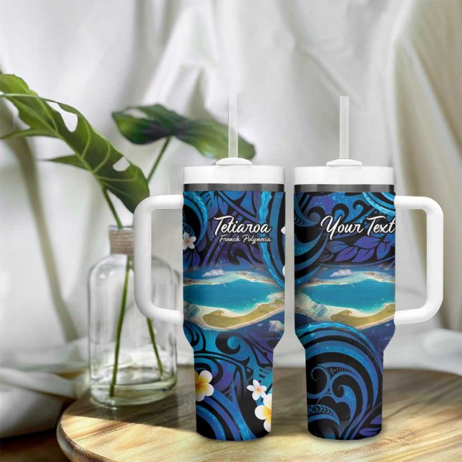 French Polynesia Tetiaroa Atoll Polynesian Curves Custom Stanley Quencher 40Oz Stainless Steel Tumbler With Handle - Image 9