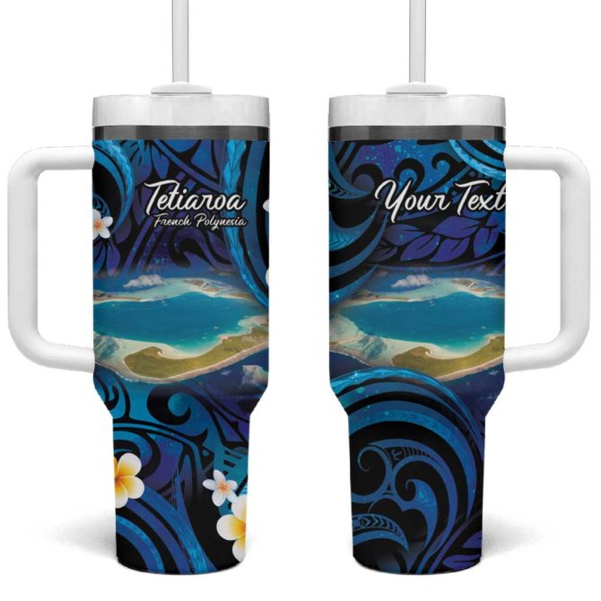 French Polynesia Tetiaroa Atoll Polynesian Curves Custom Stanley Quencher 40Oz Stainless Steel Tumbler With Handle