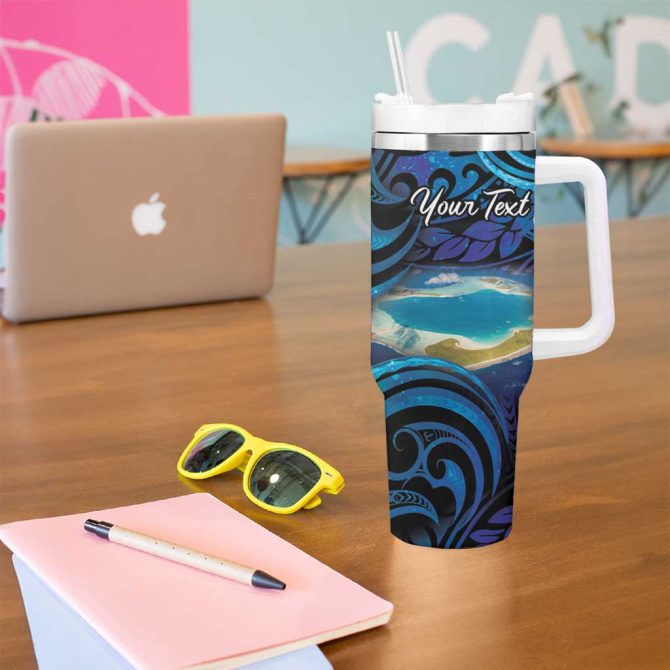 French Polynesia Tetiaroa Atoll Polynesian Curves Custom Stanley Quencher 40Oz Stainless Steel Tumbler With Handle - Image 5