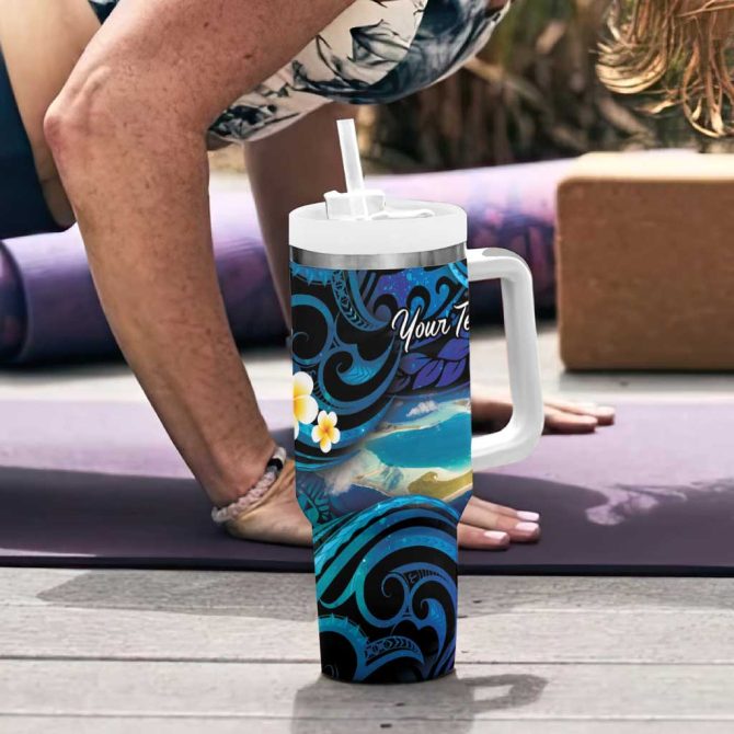 French Polynesia Tetiaroa Atoll Polynesian Curves Custom Stanley Quencher 40Oz Stainless Steel Tumbler With Handle - Image 6