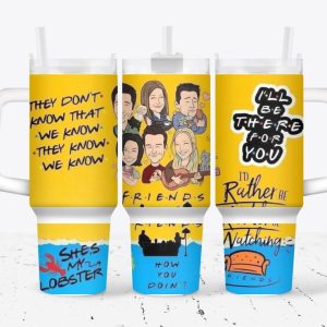 Friends Funny Cartoon Movies Custom Stanley Quencher 40Oz Stainless Steel Tumbler With Handle