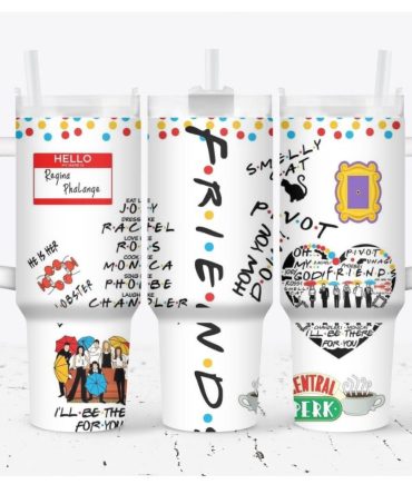 Friends Heart Love Tv Series Custom Stanley Quencher 40Oz Stainless Steel Tumbler With Handle