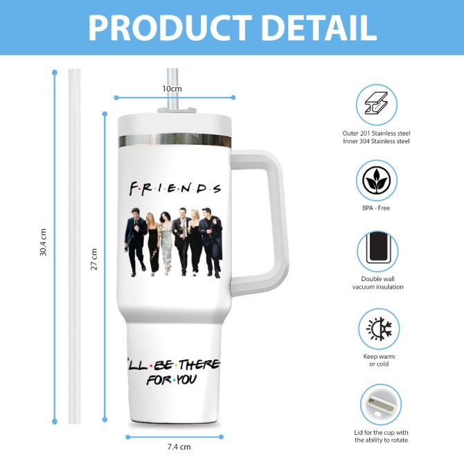 Friends Tv Series Custom Stanley Quencher 40Oz Stainless Steel Tumbler With Handle - Image 3