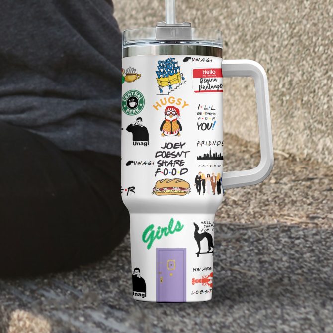Friends Tv Series Custom Stanley Quencher 40Oz Stainless Steel Tumbler With Handle - Image 3