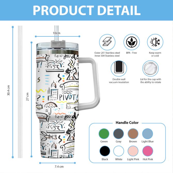 Friends Tv Series Custom Stanley Quencher 40Oz Stainless Steel Tumbler With Handle - Image 4