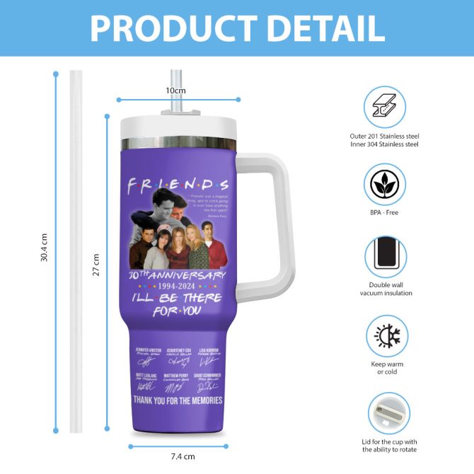 Friends Tv Series Custom Stanley Quencher 40Oz Stainless Steel Tumbler With Handle - Image 3
