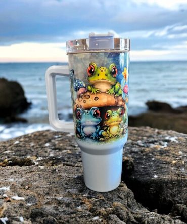 Frog Teal Custom Stanley Quencher 40Oz Stainless Steel Tumbler