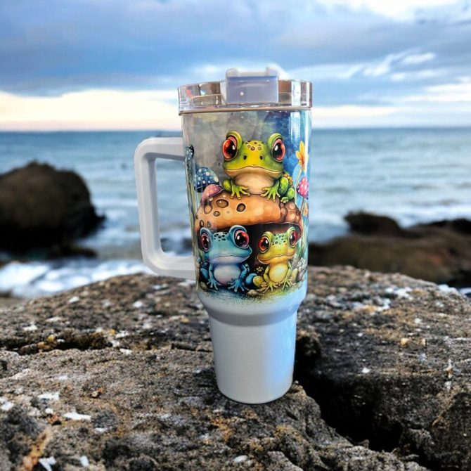 Frog Teal Custom Stanley Quencher 40Oz Stainless Steel Tumbler - Image 2