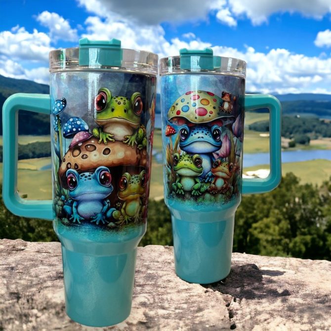 Frog Teal Custom Stanley Quencher 40Oz Stainless Steel Tumbler