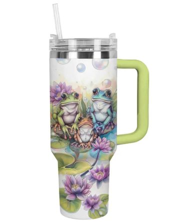 Frog Trio Custom Stanley Quencher 40Oz Stainless Steel Tumbler With Handle