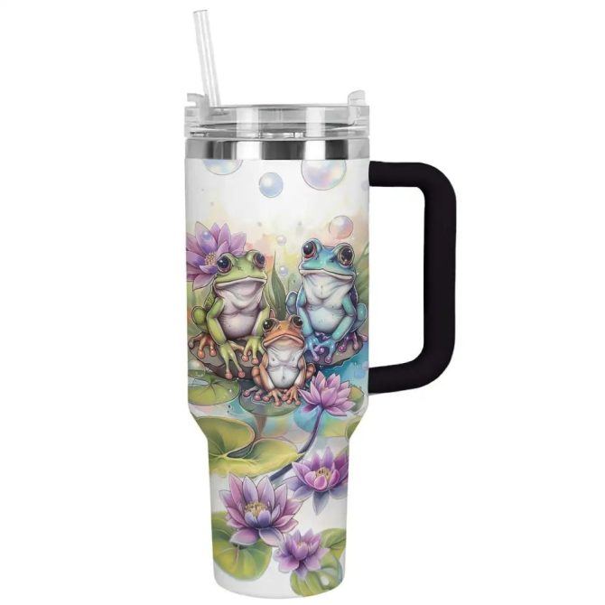 Frog Trio Custom Stanley Quencher 40Oz Stainless Steel Tumbler With Handle - Image 2