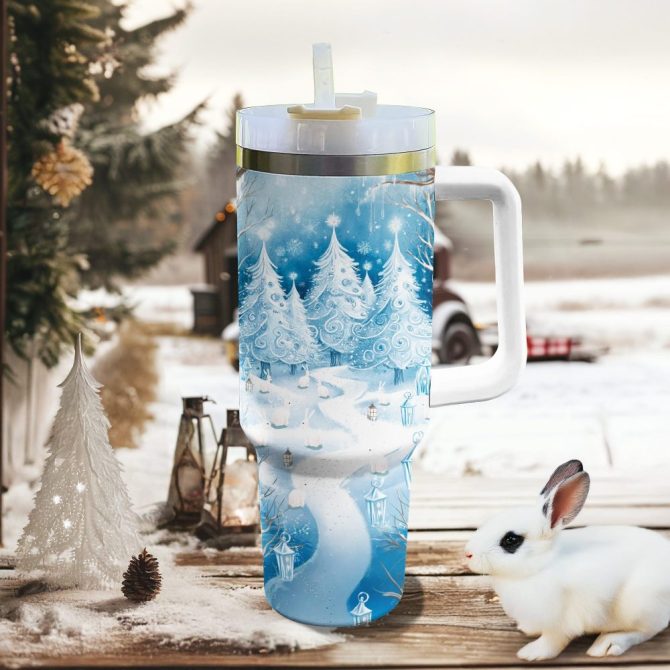 Frosted Snowland Christmas Custom Stanley Quencher 40Oz Stainless Steel Tumbler With Handle - Image 3