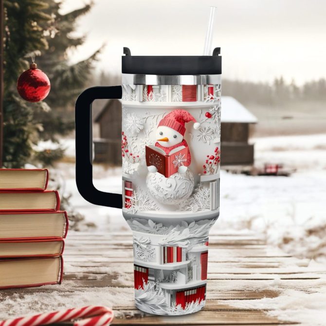 Frosty Snowman Friend Christmas Custom Stanley Quencher 40Oz Stainless Steel Tumbler With Handle - Image 2