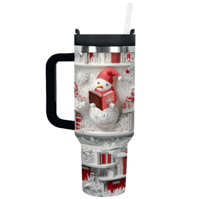 Frosty Snowman Friend Christmas Custom Stanley Quencher 40Oz Stainless Steel Tumbler With Handle