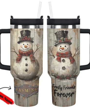 Frosty Snowman Friend Christmas Custom Stanley Quencher 40Oz Stainless Steel Tumbler With Handle