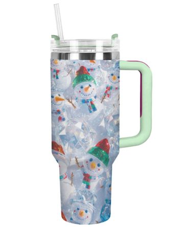 Frosty Snowman Friend Christmas Custom Stanley Quencher 40Oz Stainless Steel Tumbler With Handle