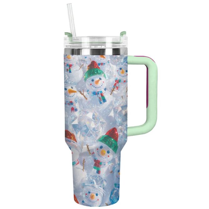 Frosty Snowman Friend Christmas Custom Stanley Quencher 40Oz Stainless Steel Tumbler With Handle