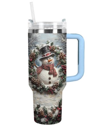 Frosty Snowman Friend Christmas Custom Stanley Quencher 40Oz Stainless Steel Tumbler With Handle