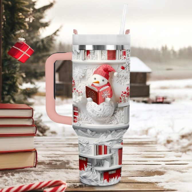 Frosty Snowman Friend Christmas Custom Stanley Quencher 40Oz Stainless Steel Tumbler With Handle - Image 4