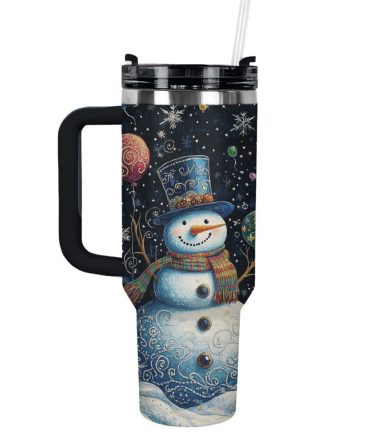 Frosty Snowman Magic Christmas Custom Stanley Quencher 40Oz Stainless Steel Tumbler With Handle