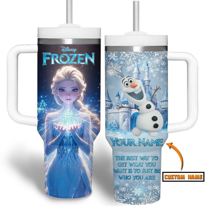 Frozen Cartoon Custom Stanley Quencher 40Oz Stainless Steel Tumbler With Handle