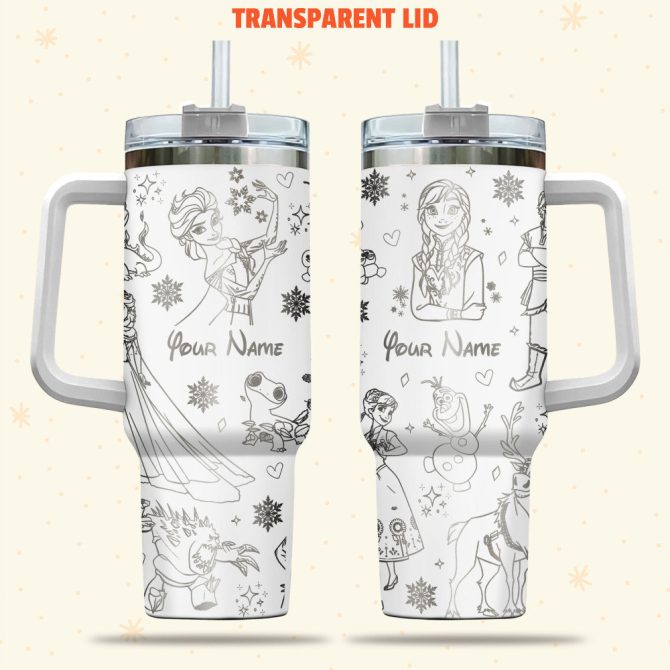 Frozen Disney Cartoon Custom Stanley Quencher 40Oz Stainless Steel Tumbler With Handle