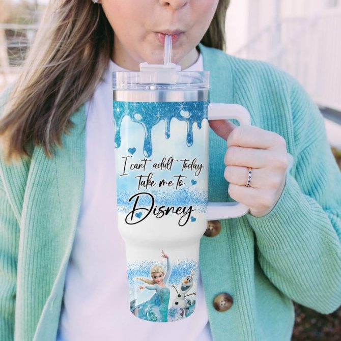 Frozen  Disney Princess Cartoon Custom Stanley Quencher 40Oz Stainless Steel Tumbler With Handle - Image 5